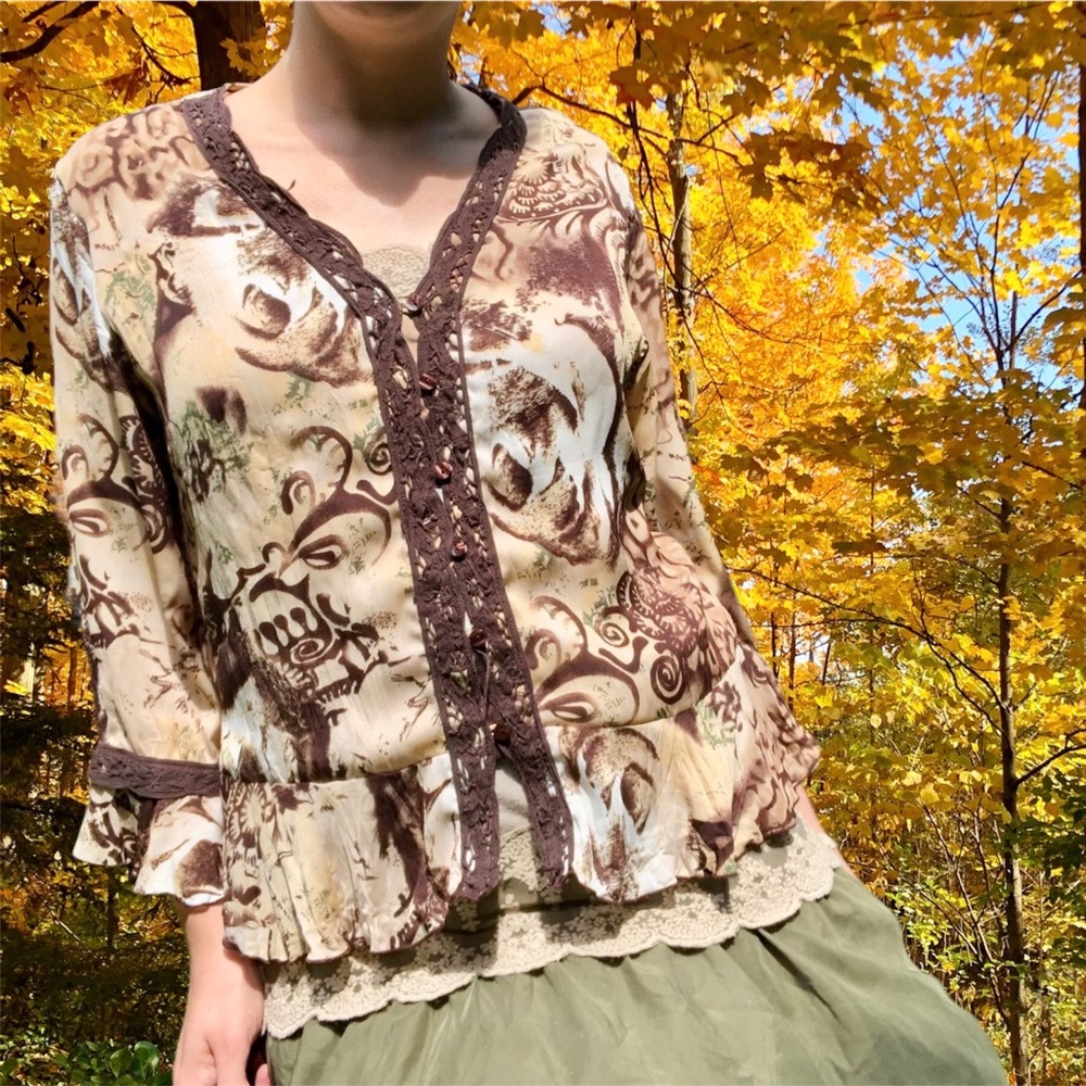 Vintage y2k Dreamy Sheer Fairycore Blouse, Size M